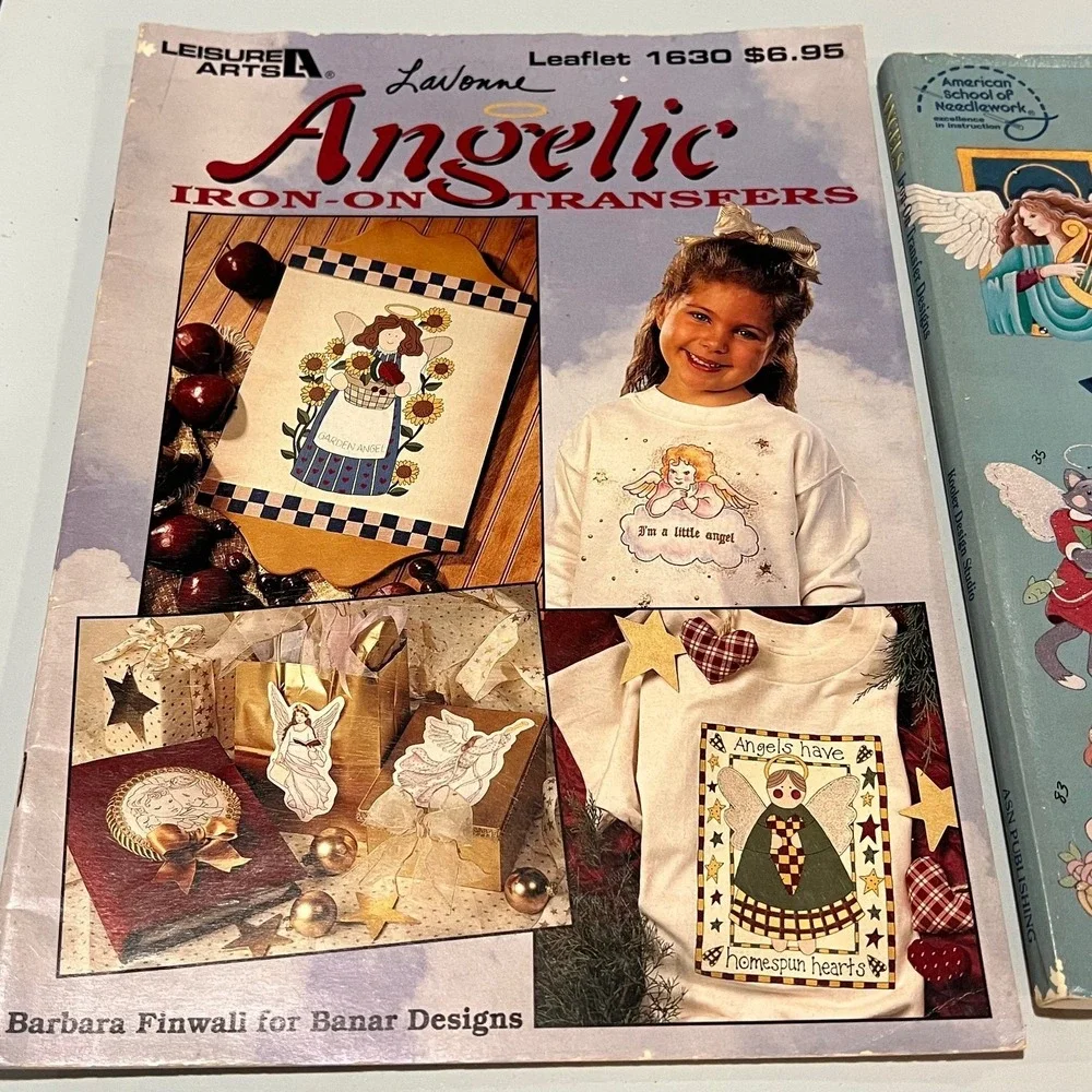 Leisure Arts Lavonne Angelic Iron-On‎ Transfer Design Books Lot of 2